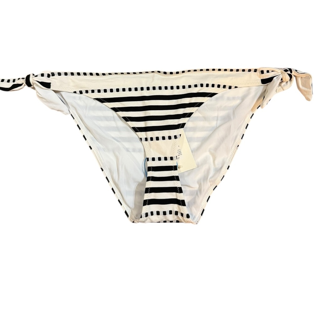 Lemlem Eshe Side Tie Bikini Bottom Black Off-White‎ Metallic Sz M New with tags